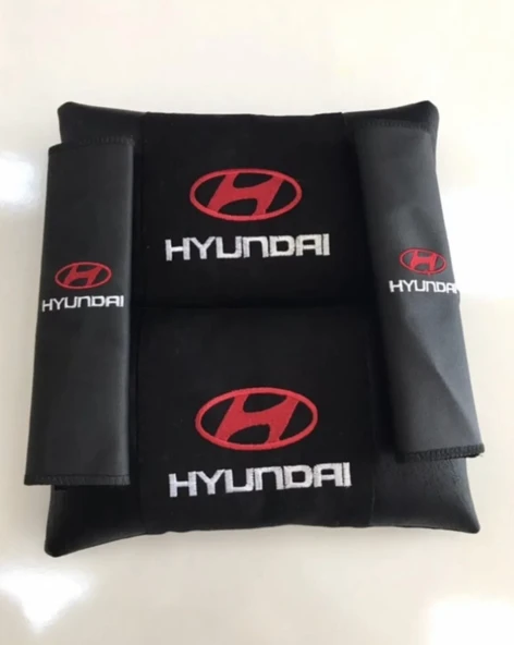 Hyundaı Nakışlı Accent Blue Elantra Deri 2 Adet Boyun Yastıgı Ve Kemer Pedi ürün görseli