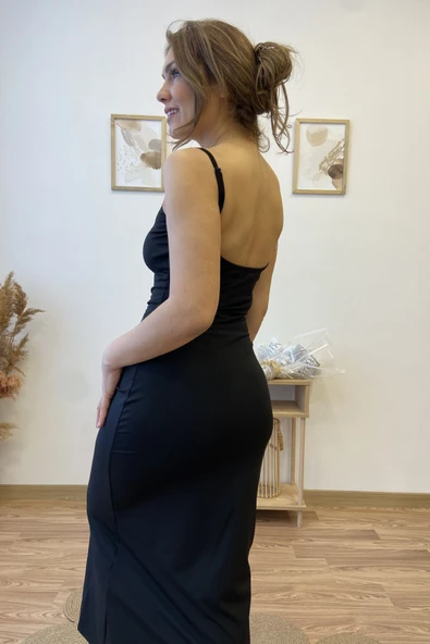 İnce Askılı Esnek Basic Elbise - Resim 10