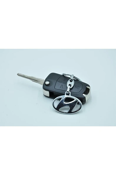 Hyundai Model 3D Gümüş Metal Amblemli Logolu Armalı Anahtarlık - Resim 2