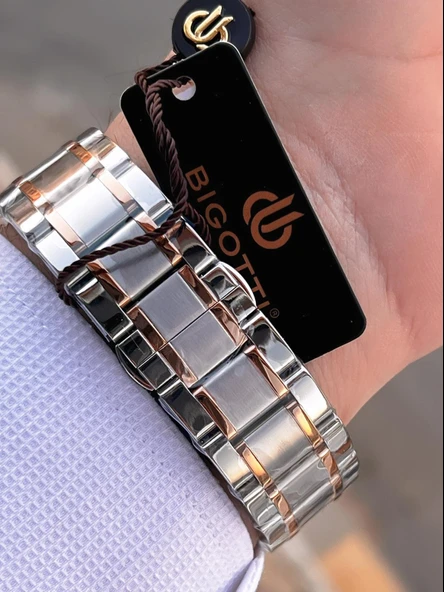 Bigotti Otomatik Ve Kurmalı Çelik Karatma Ve Renk Atma Yapmaz 5 Atm Erkek Kol Saati EBG.10683.5 - Resim 6