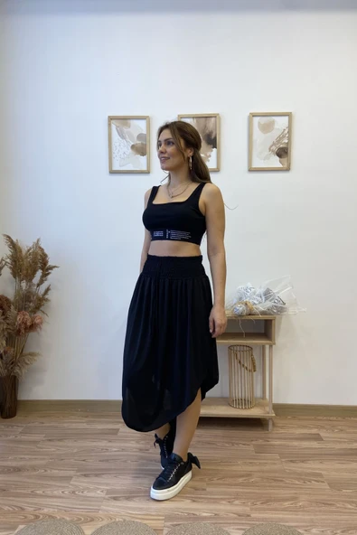 Asimetrik Sandy Midi Etek - Resim 3