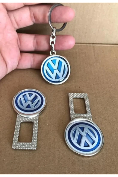 Volkswagen Uyumlu İkaz Ses Susturucu Metal Toka 1 Çift ve 1 Adet Anahtarlık - Resim 2