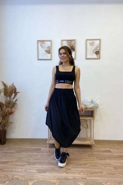 Asimetrik Sandy Midi Etek - Resim 5