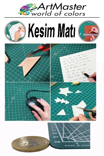 A3 Kesim Matı ve Kretuar Seti 1 Adet 30x45 cm Çift Taraflı Çizim Matı Kesim Tablası Kesim Altlığı Kesme Madı Proje - Resim 4