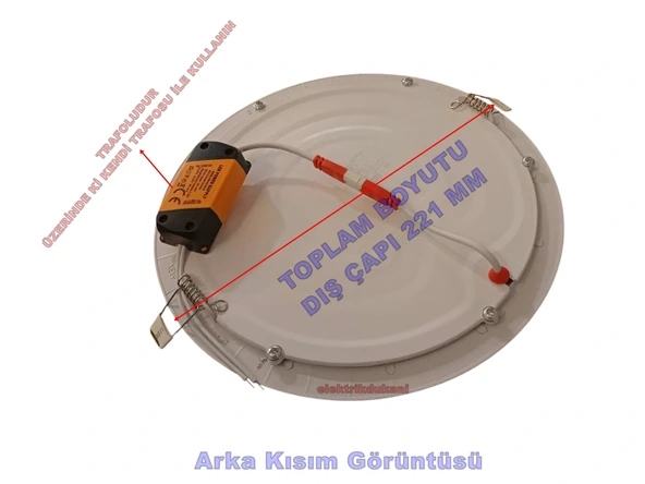 HOROZ Slim-18 18w BEYAZ Yuvarlak Led Panel Spot Beyaz Kasa 6400k Sıva Altı S.A. 220v IP20 - Resim 4