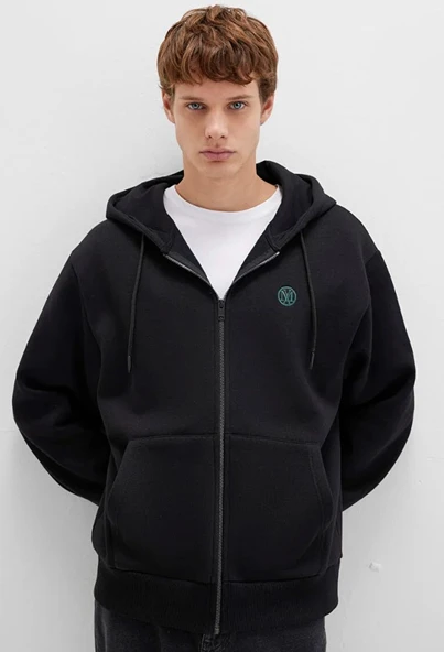 Mavi 066979 Mühür Logo Nakışlı Ceket Kapüşonlu Fermuarlı Erkek Sweatshirt