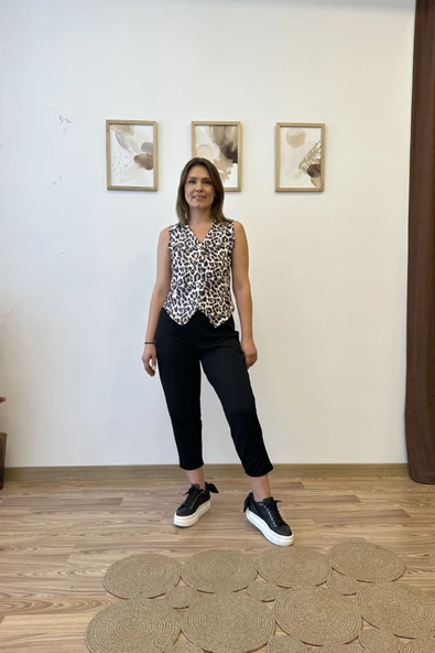 Leopar Desenli Atlas Yelek - Resim 2