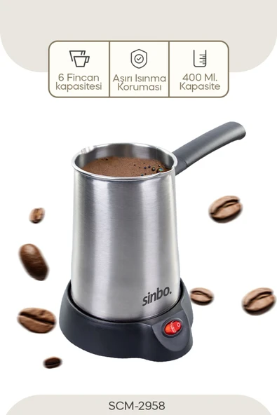Sinbo Scm-2958 Kablosuz Elektrikli Cezve - Inox - Resim 3