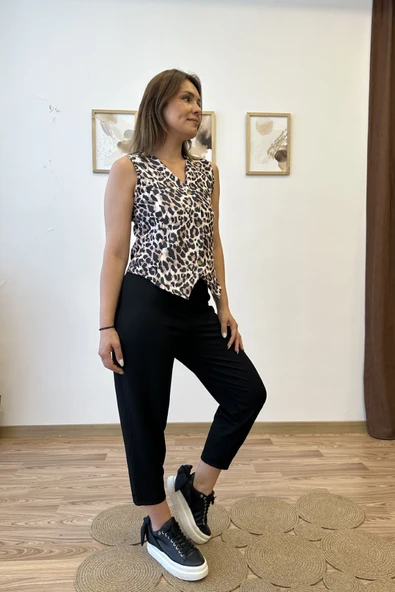 Leopar Desenli Atlas Yelek - Resim 6
