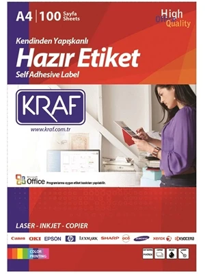 Kraf 70x38 Mm Laser Etiket 100"lü Kf-2121 ürün görseli 1