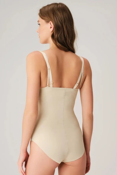 MDB Mikro Kumaş Göğüs Altı Yapıştırma Paçaları Silikon Bantlı Alttan Kancalı Sıkı Badi Ten Korse - Resim 2