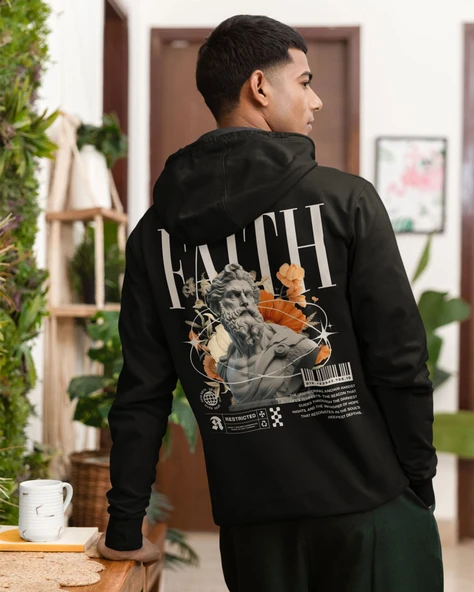 Soyut Tasarım Baskılı, Unisex Kapüşonlu Regular Hoddie Kangru Sweat - Resim 7