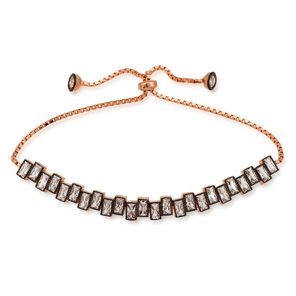 925 Ayar Gümüş Rose Baget Taşlı Asansör Bileklik BR0460677 (770770) ürün görseli 1