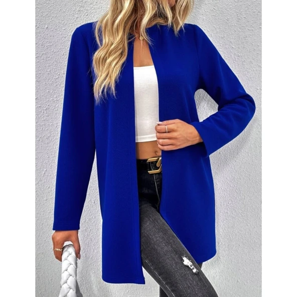 Lucky Life Kadın Uzun Kollu önü Açık Uzun Modal Ceket ürün görseli 1