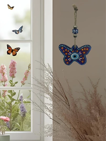 NEVCE STORE Kelebek Figürlü Cam Nazar Boncuğu El Yapımı Hediyelik Süs Dekoratif ürün görseli
