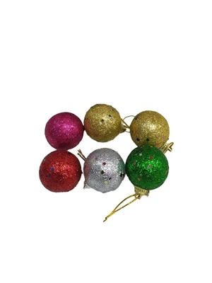 Nedi Yılbaşı Ağaç Süsü 4cm Simli Top 6"lı As54 ürün görseli 1