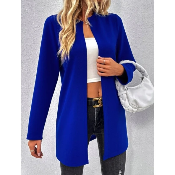 Lucky Life Kadın Uzun Kollu önü Açık Uzun Modal Ceket - Resim 5