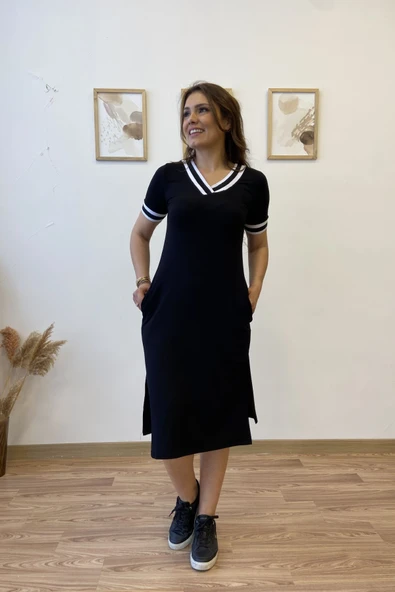 Ribanalı Basic Elbise - Resim 3