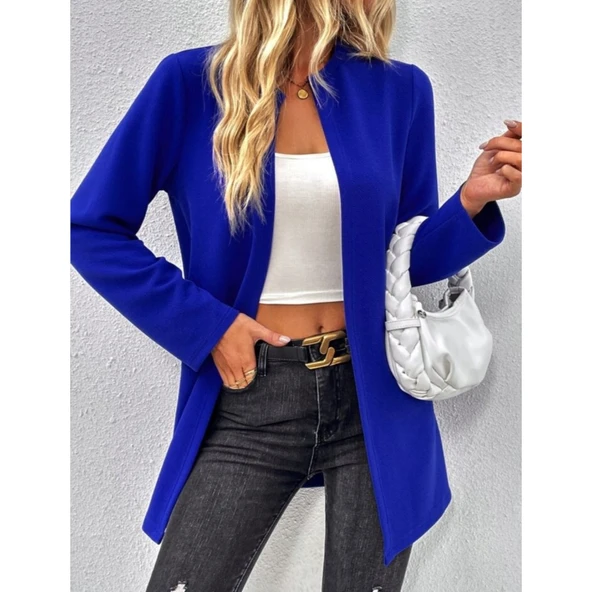 Lucky Life Kadın Uzun Kollu önü Açık Uzun Modal Ceket - Resim 4