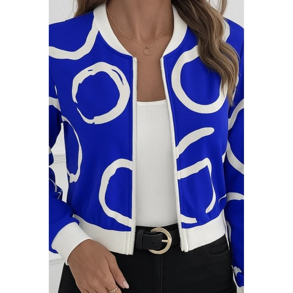 Lucky Life Kadın Uzun Kollu önden Fermuarlı Kısa şardonlu Dalgıç Ceket ürün görseli 1