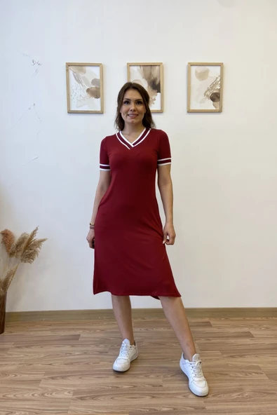 Ribanalı Basic Elbise - Resim 11