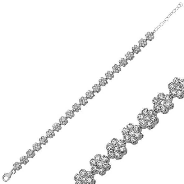 ​925 Ayar Gümüş Çiçek Bileklik T3879 (770770) ürün görseli 1