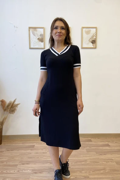 Ribanalı Basic Elbise - Resim 4