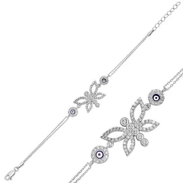 925 Ayar Gümüş Nazarlı Kelebek Bileklik BR0460434 (770770) ürün görseli 1