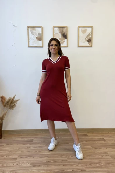 Ribanalı Basic Elbise - Resim 10