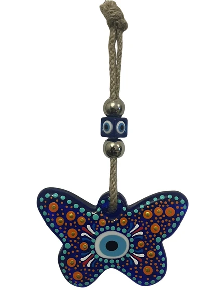 NEVCE STORE Kelebek Figürlü Cam Nazar Boncuğu El Yapımı Hediyelik Süs Dekoratif - Resim 3