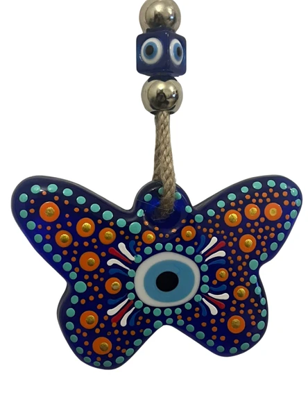 NEVCE STORE Kelebek Figürlü Cam Nazar Boncuğu El Yapımı Hediyelik Süs Dekoratif - Resim 2