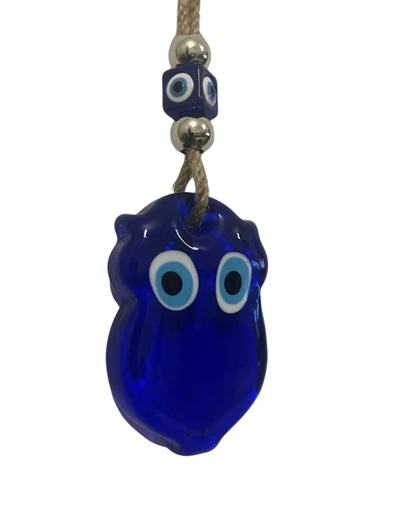 NEVCE STORE Baykuş Figürlü Cam Nazar Boncuğu El Yapımı  Hediyelik Süs Dekoratif - Resim 3