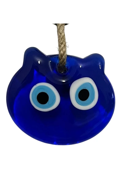 Kedi Figürlü Cam Nazar Boncuğu – El Yapımı - Hediyelik Süs - Dekoratif - Resim 3