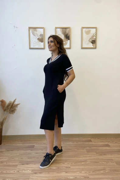 Ribanalı Basic Elbise - Resim 2