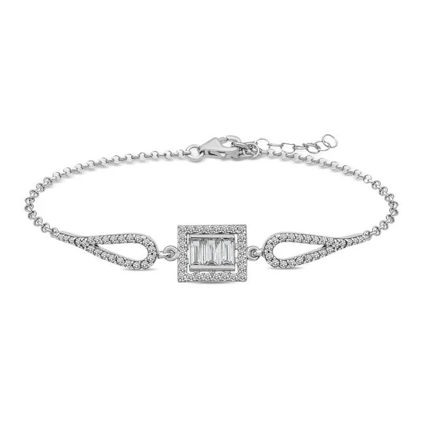 925 Ayar Gümüş Baget Taşlı Bileklik T5062 (770770) ürün görseli 1