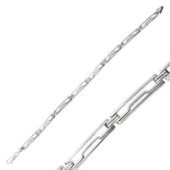 925 Ayar Gümüş Oksitli Erkek Bileklik T7404 (770770) - Resim 2