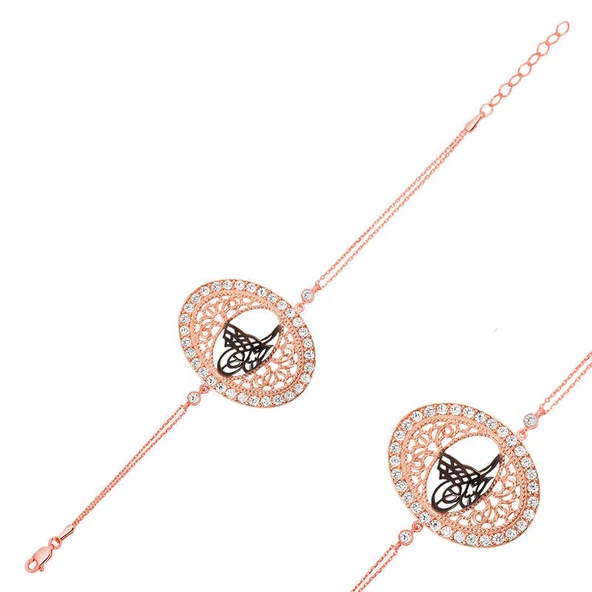 925 Ayar Gümüş Rose Tuğralı Bileklik BR0460601 (770770) ürün görseli 1