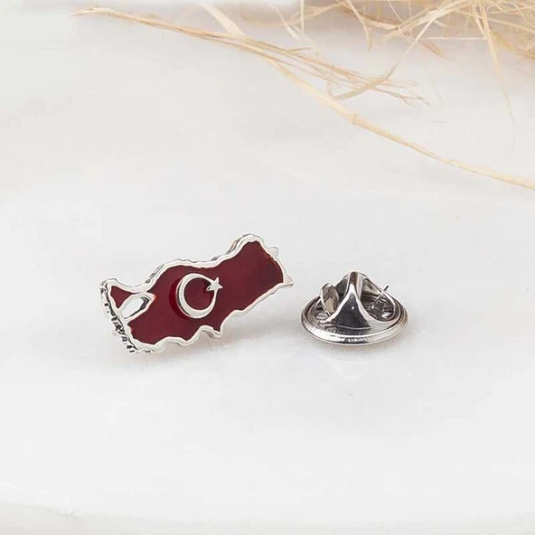 925 Ayar Gümüş Türkiye Haritası Rozet T8573 (770770) ürün görseli 1