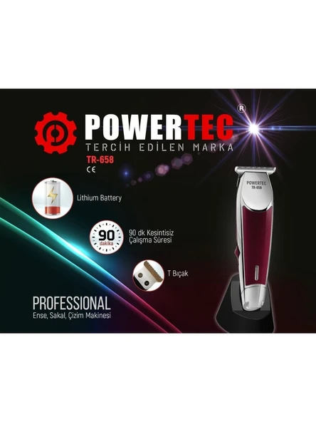Powertec TR-658 Profesyonel Sakal-Ense Tıraş Makinesi - Resim 5