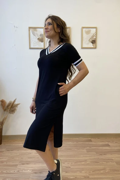 Ribanalı Basic Elbise - Resim 6