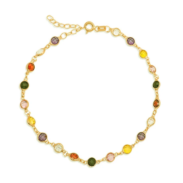 925 Ayar Gümüş Gold Renkli Taşlı Kadın Bileklik T8373 (770770) ürün görseli 1