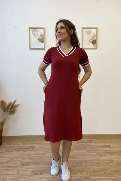 Ribanalı Basic Elbise - Resim 12