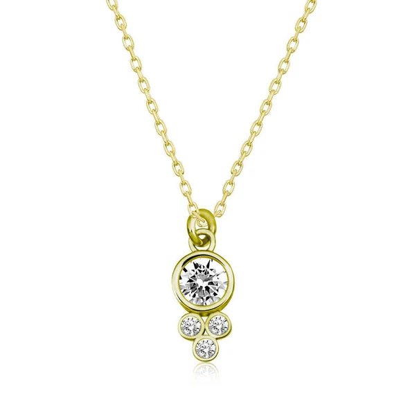 925 Ayar Gümüş Çiğ Damlası Yuvarlak Tektaş Bayan Gümüş Kolye T5998 (770770) ürün görseli 1