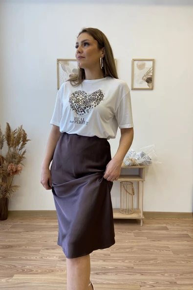 Leopar Baskılı Beyaz Tshirt ürün görseli 1