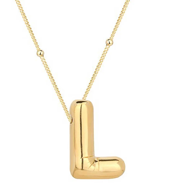 925 Ayar Gümüş Gold Balon L Harfi Kadın Kolye T7860 (770770) ürün görseli 1