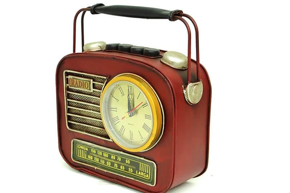 Dekoratif Metal Radyo Saatli Kumbara Vintage Biblo Hediyelik (770770) - Resim 2