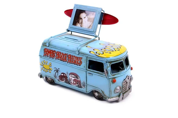 Dekoratif Metal Minibüs Çerçeveli ve Kumbaralı Hediyelik (5379) (770770) - Resim 2