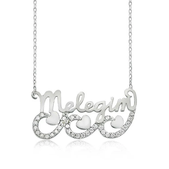 925 Ayar Gümüş Meleğim Yazılı Kalpli Kadın Gümüş Kolye PT0460043 (770770) ürün görseli 1