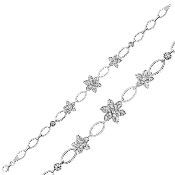 925 Ayar Gümüş Çiçekli Bileklik BR0460596 (770770) ürün görseli