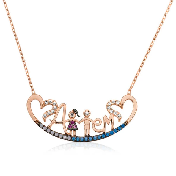 925 Ayar Gümüş Annem Yazılı Kadın Gümüş Kolye PT26109182 (770770) ürün görseli 1